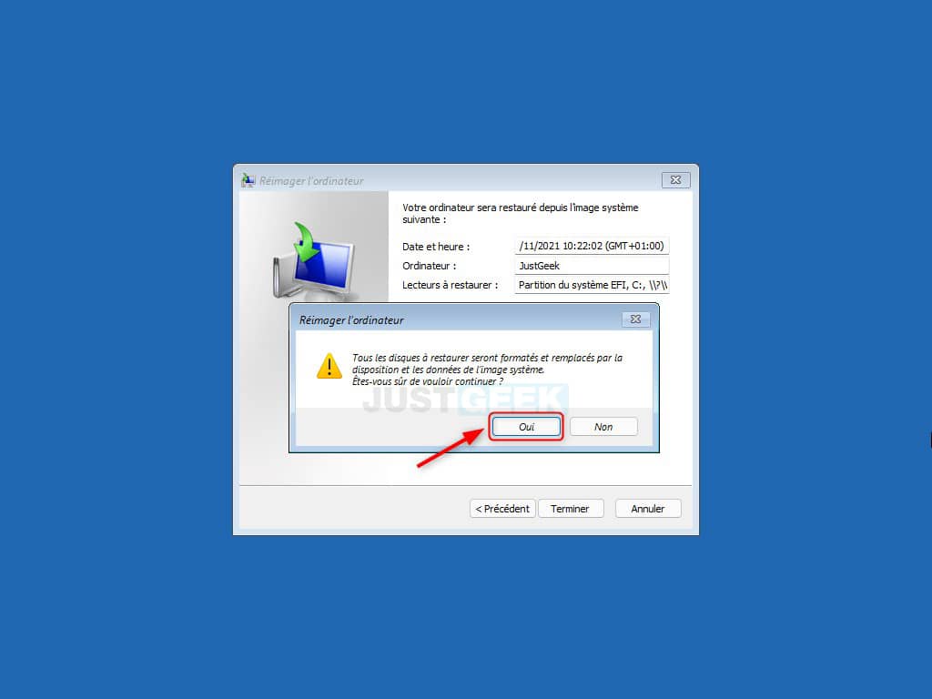 Restaurer une image système Windows 11
