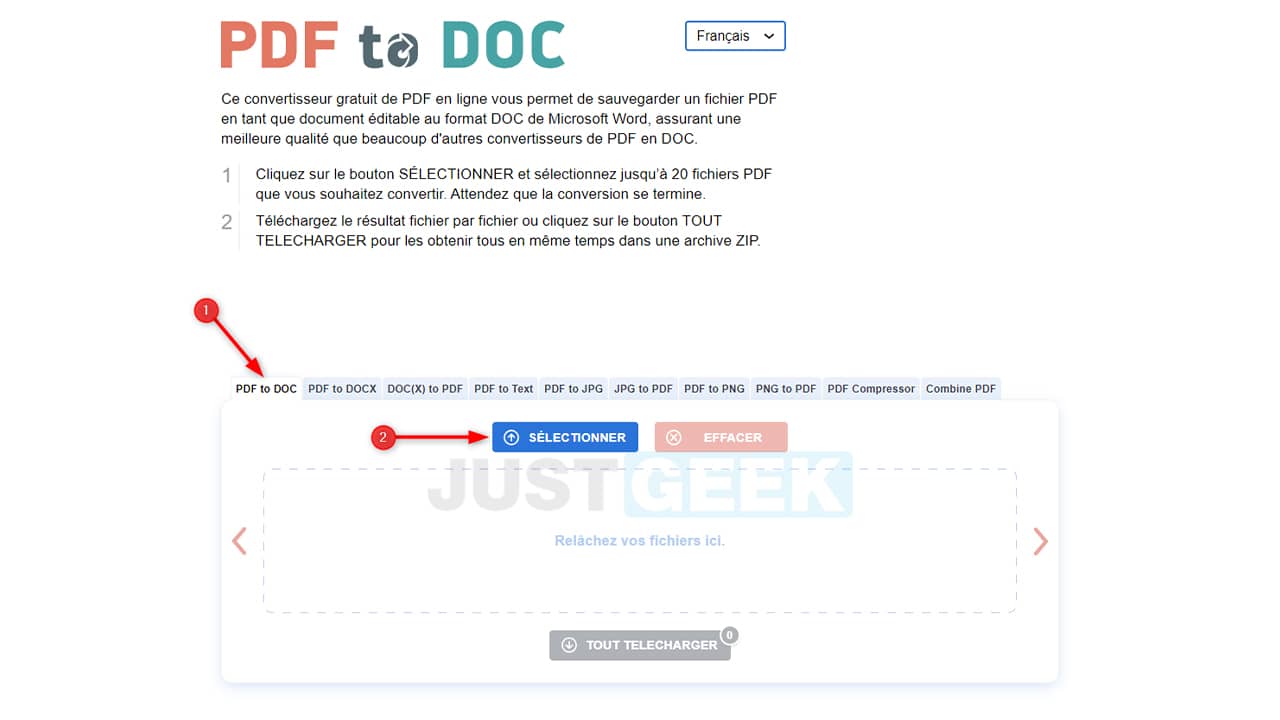 Convertir un PDF en Word (DOC) avec PDF2Doc