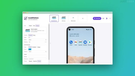 Créer une icône d'application mobile avec IconKitchen