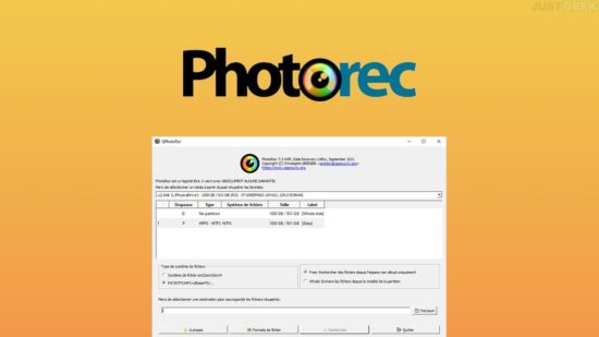 PhotoRec : logiciel gratuit de récupération de données