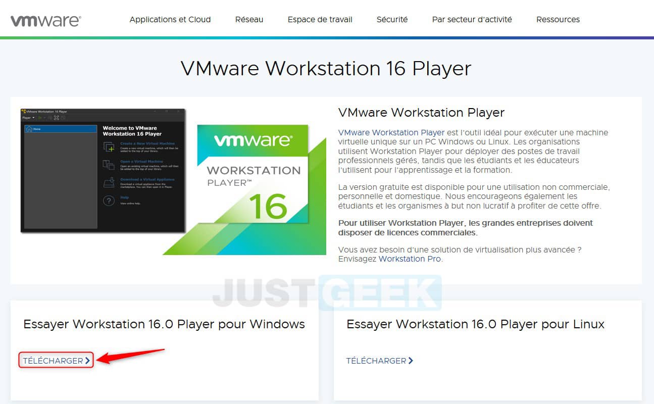 Télécharger VMware Workstation 16 Player