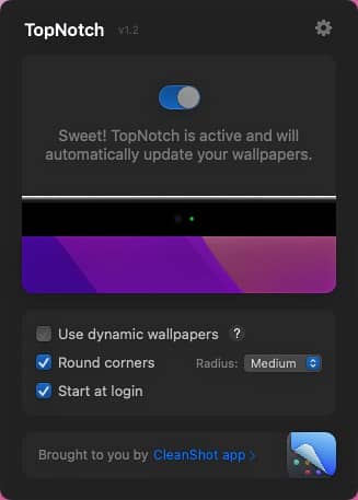 TopNotch : interface de l'application