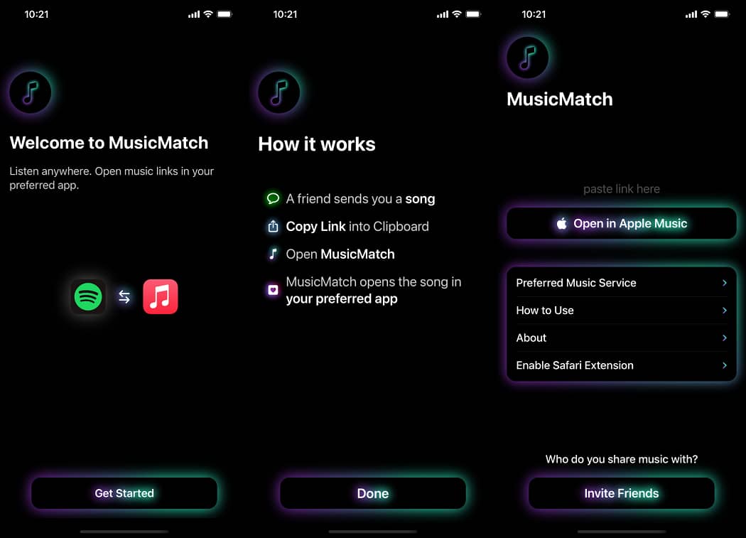 Application MusicMatch sur iPhone