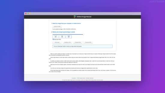 Redimensionner une image en ligne gratuitement sur Online Image Resizer