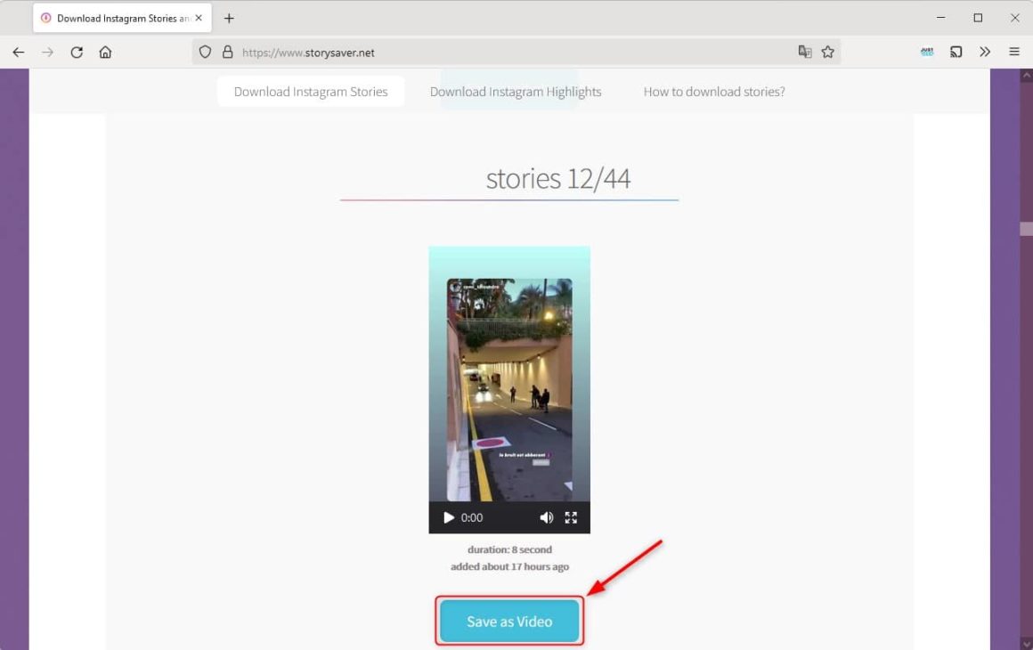 StorySaver télécharger une vidéo ou story Instagram
