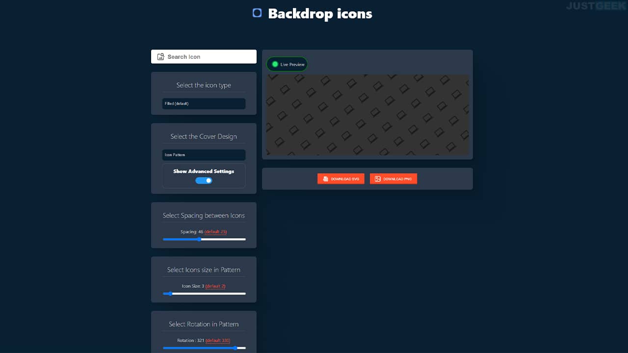 Créer un arrière-plan à partir d'icônes avec Backdrop icons