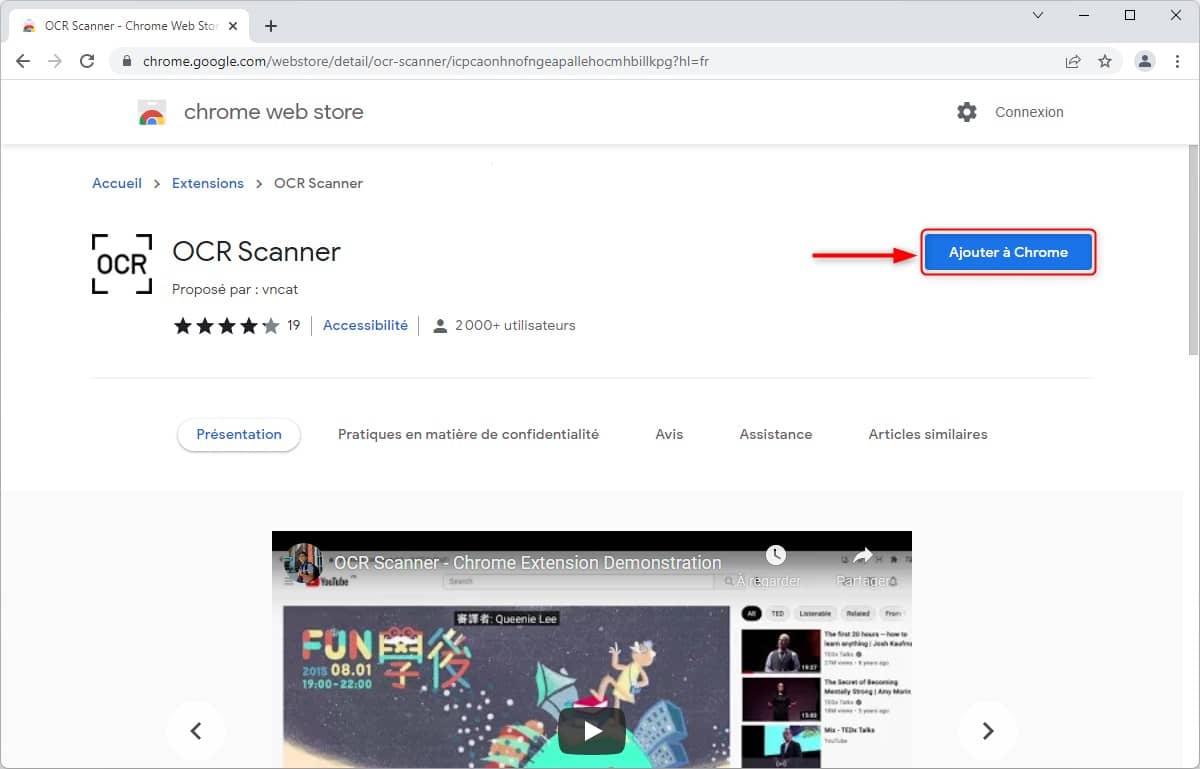 Download OCR Scanner extension on Chrome