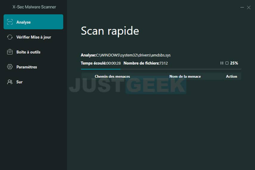 Scan rapide X-Sec Malware Scanner