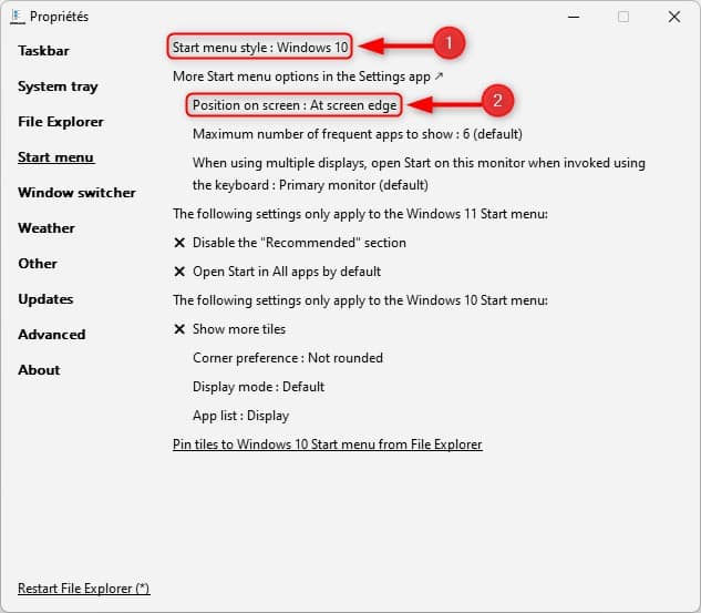 Find Windows 10 Start Menu on Windows 11