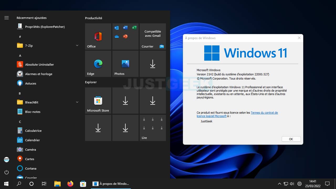 Transformer Windows 11 en Windows 10 avec ExplorerPatcher
