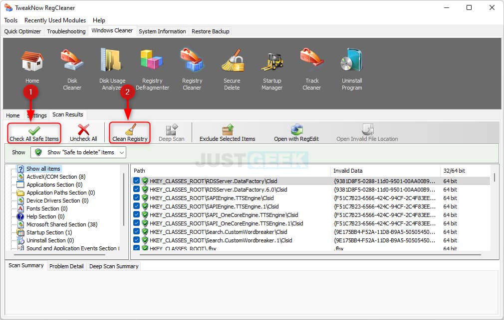 Nettoyer le registre Windows avec TweakNow RegCleaner
