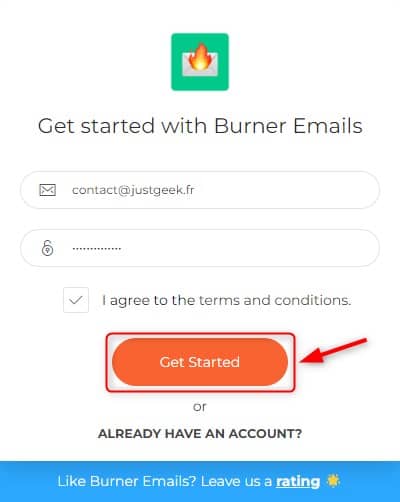 Burner Mail Registration