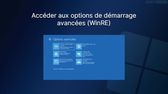 Accéder aux options de démarrage avancées (WinRE) sous Windows 11