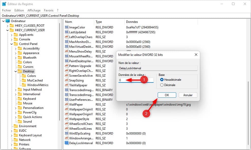 Disable password after waking up in Registry Editor