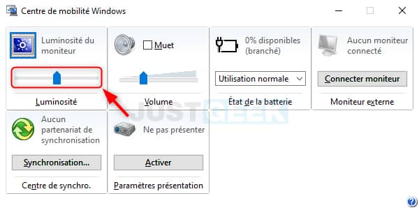 Régler la luminosité d'un écran PC sous Windows via le Centre de mobilité