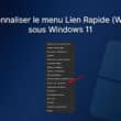 Personnaliser menu Lien Rapide Windows 11