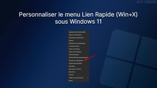 Personnaliser menu Lien Rapide Windows 11