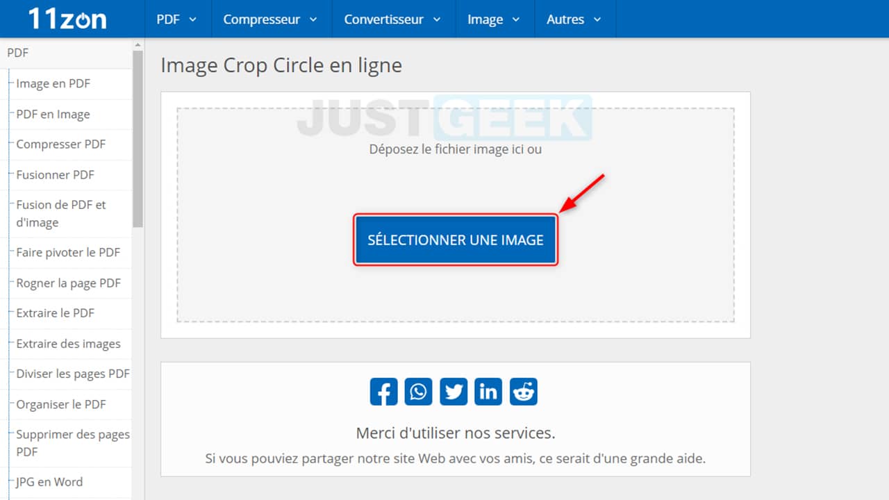 Crop Circle Image Online : rognage en cercle