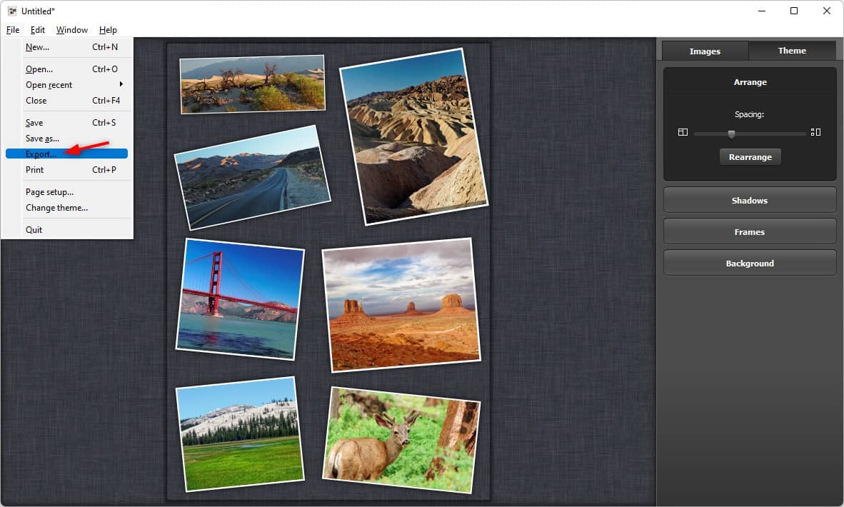 Exportez votre collage de photos