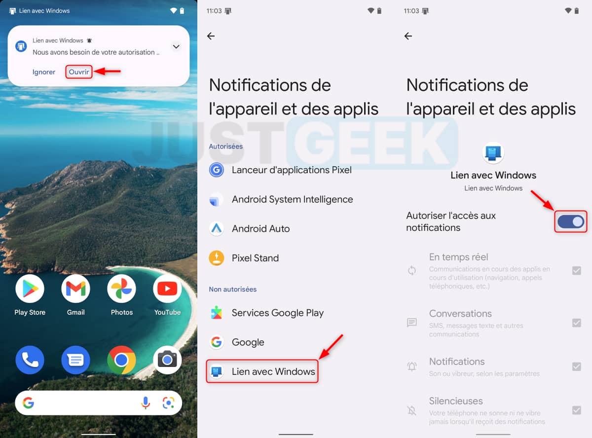 Autoriser l'accès aux notifications Android