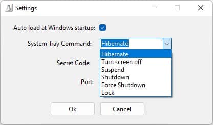 Paramètres du logiciel Remonte Shutdown Manager