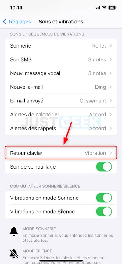Activer les vibrations du clavier sur iPhone
