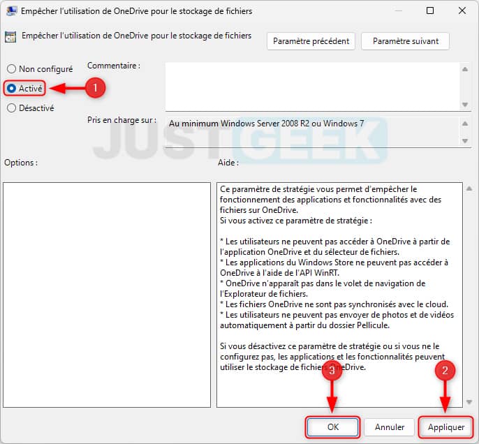 Désactiver OneDrive depuis l'Éditeur de stratégie de groupe locale sur Windows 11