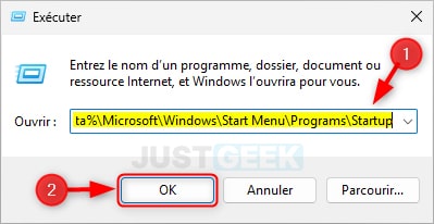 Ouvrir le dossier de démarrage de Windows 11
