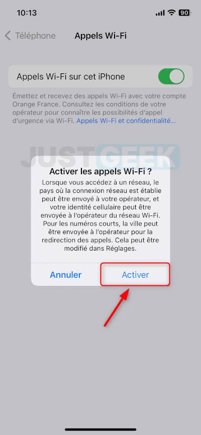 Activer les appels Wi-Fi sur iPhone