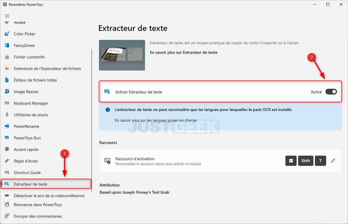 Activer la fonctionnalité Extracteur de texte sur Windows 11