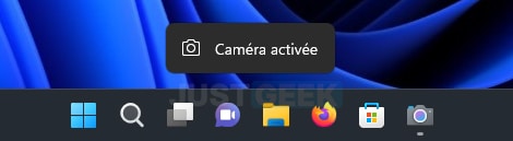 Notification Caméra activée Windows 11