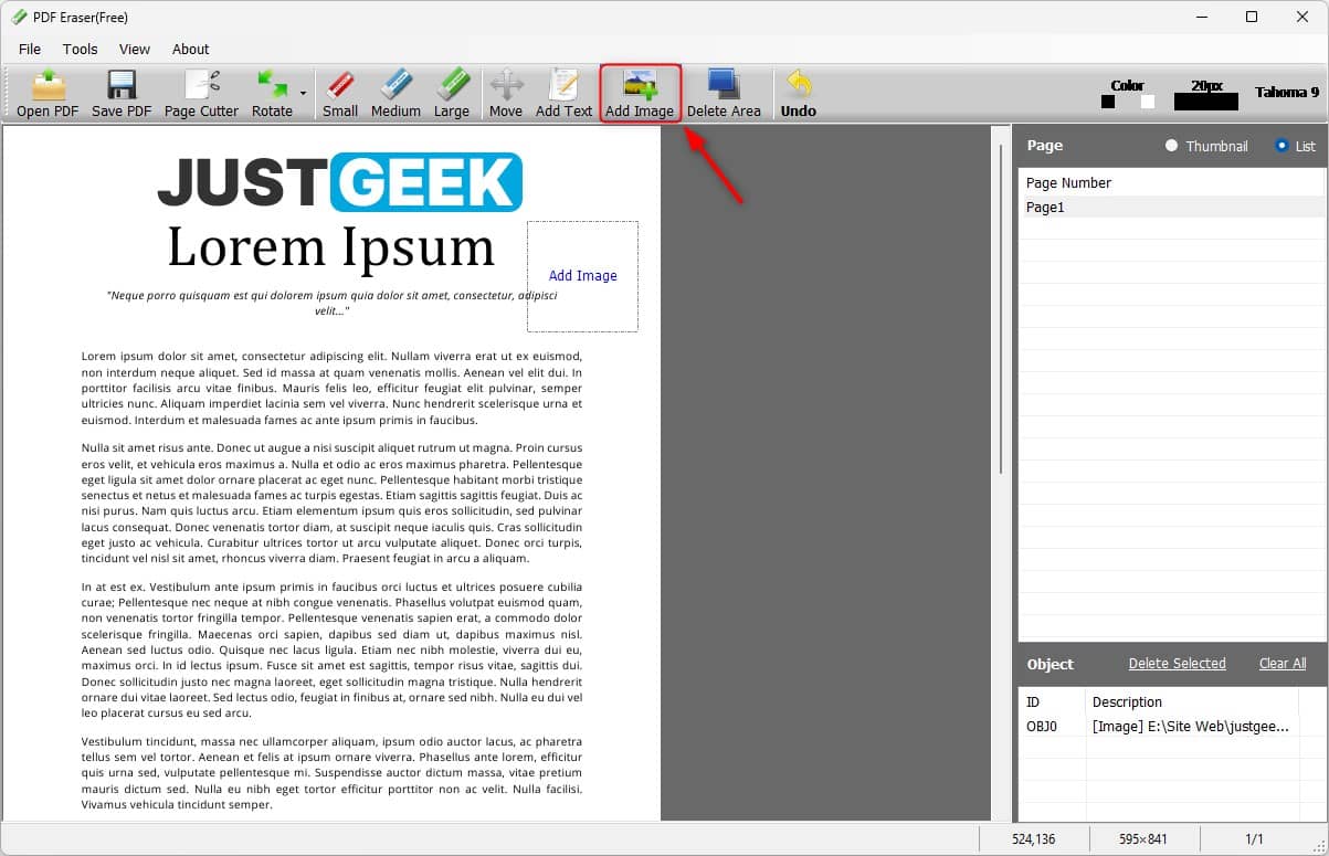 Ajouter une image sur un PDF avec PDF Eraser