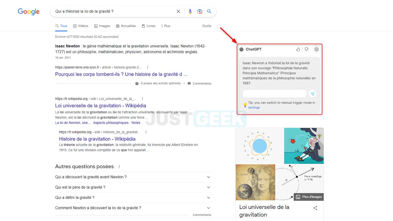 Exemple de question ChatGPT on Search Engines