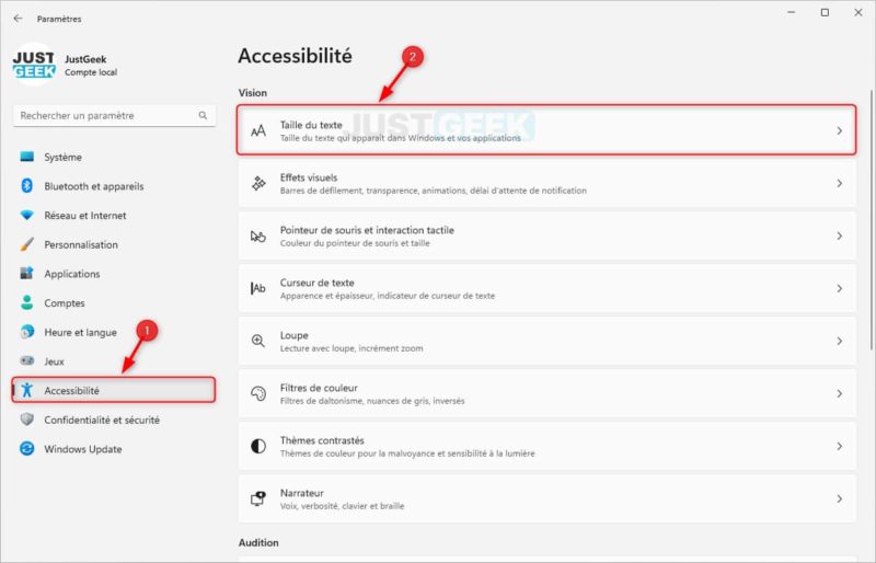 Comment changer la taille de la police sur Windows 11