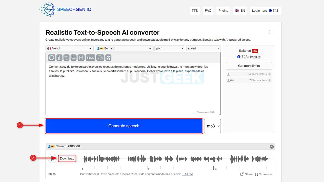 Convertir du texte en parole avec SpeechGen