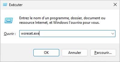 WSReset.exe vider le cache du Microsoft Store sur Windows 11