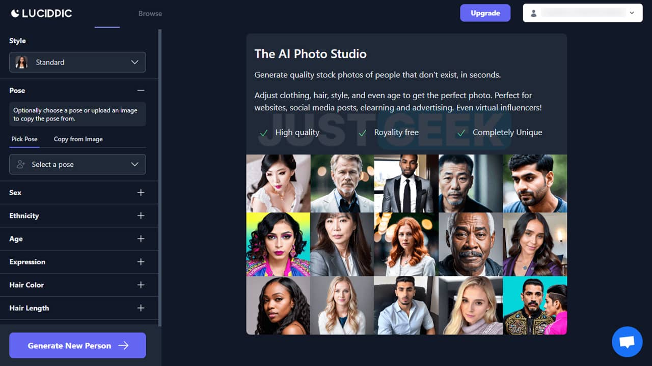 Lucidpic : un outil gratuit pour générer des visages grâce à l'IA
