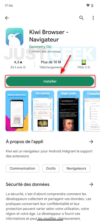 Téléchargez l'application Kiwi Browser