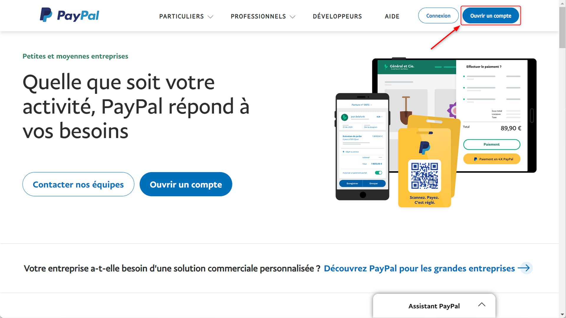 Ouvrir un compte PayPal
