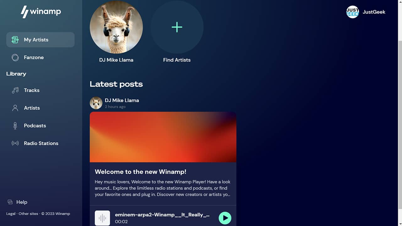 Winamp New Player Web App
