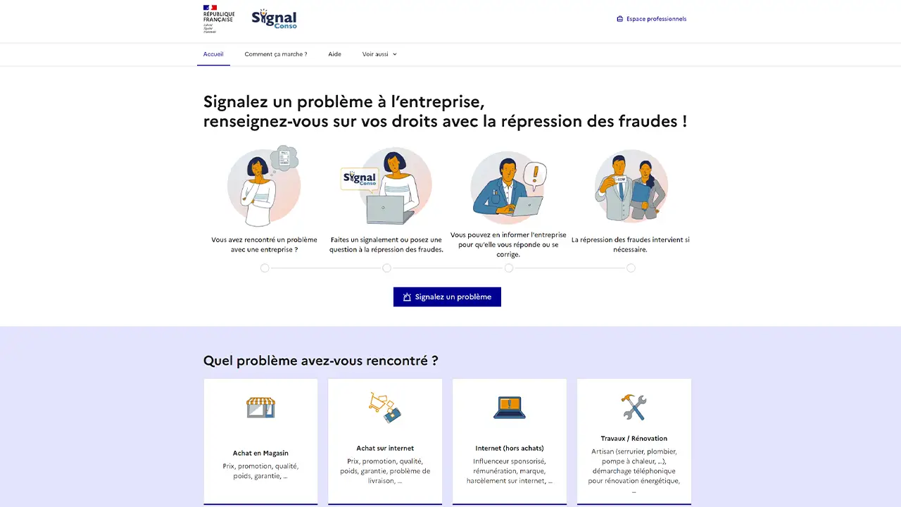 Signaler le site sur la plateforme gouvernementale