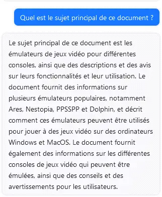 Exemple de discussion avec ChatPDF