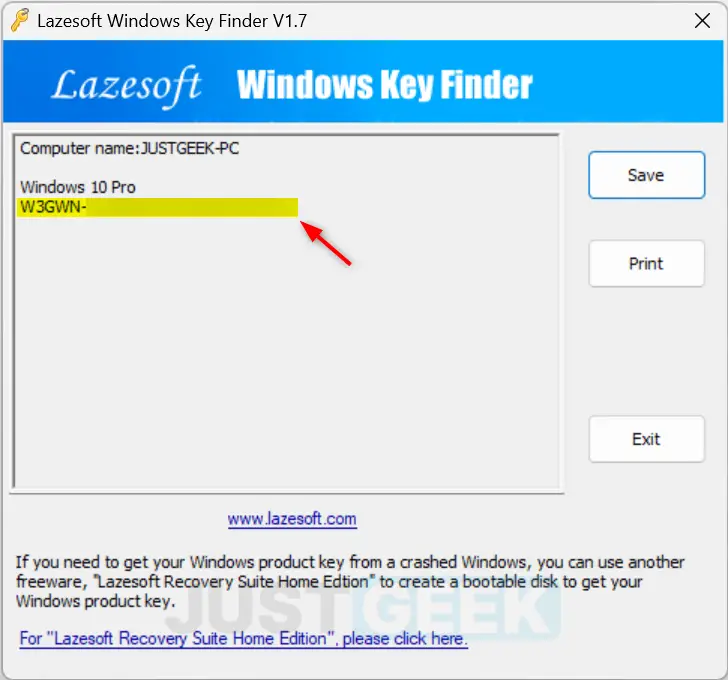 Retrouver sa clé de produit Windows avec Lazesoft Windows Key Finder
