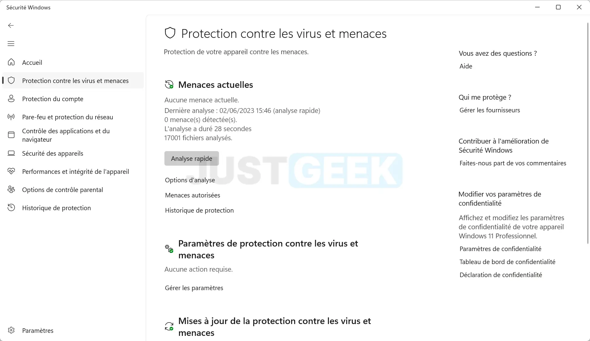 Sécurité Windows (Windows Defender)