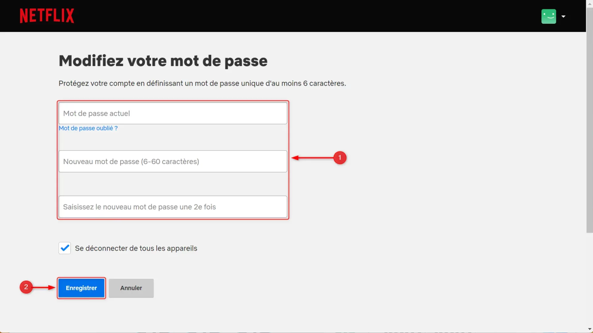 Changer son mot de passe Netflix