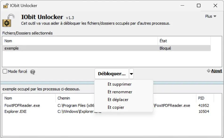 Débloquer un fichier ou un dossier verrouillé avec IObit Unlocker