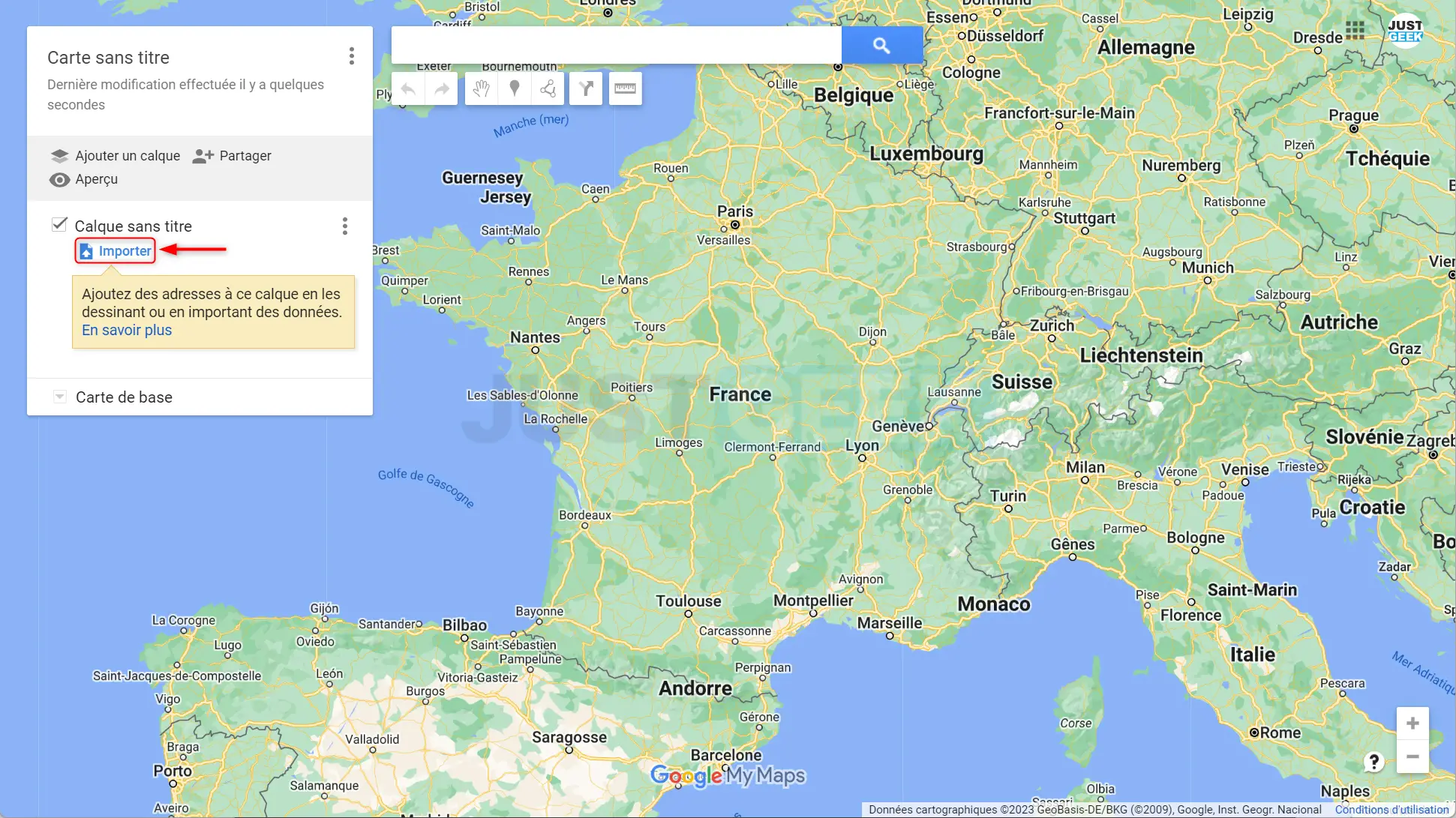 Importer un fichier GPX sur Google Maps