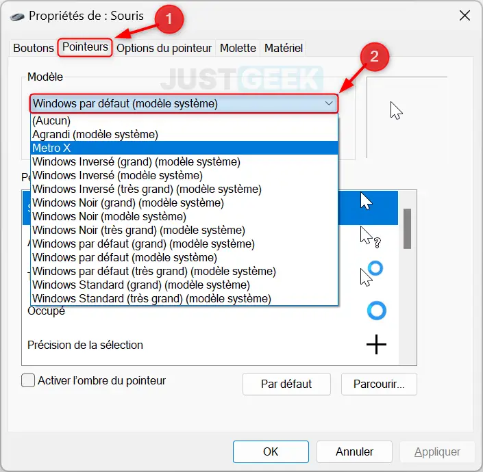 Changer le modèle de pointeur de souris sur Windows 11