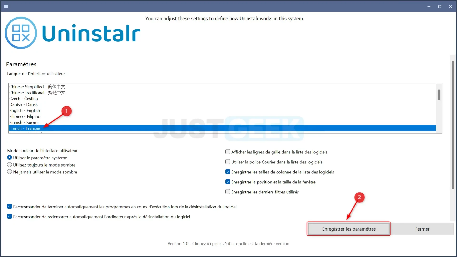 Mettre le programme Uninstalr en français