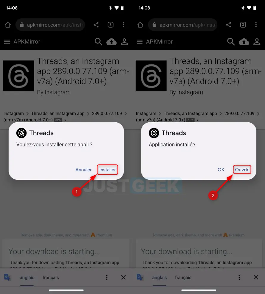 Installer l'application Threads sur Android